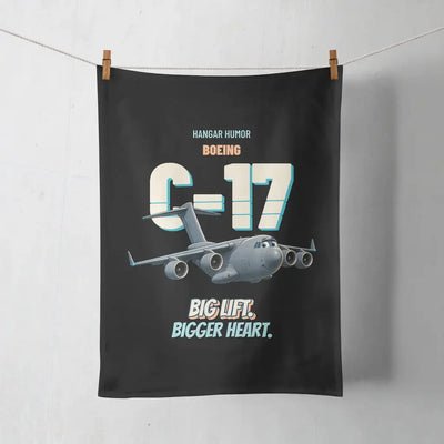 Boeing C-17A Globemaster III - Big lift. Bigger heart. design on black towel