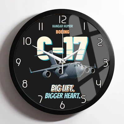 Boeing C-17A Globemaster III - Big lift. Bigger heart. design on black framed wall clock