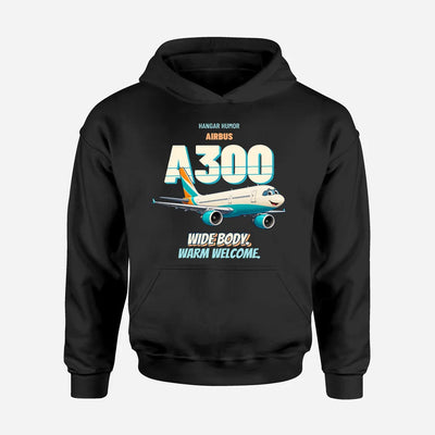 Airbus A300-600R - Wide body. Warm welcome. design on black hoodie single side