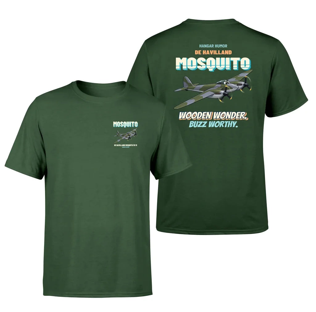 De Havilland Mosquito FB VI - Wooden wonder. Buzz worthy. - Double-Side T-Shirt design on darkgreen double side t shirt