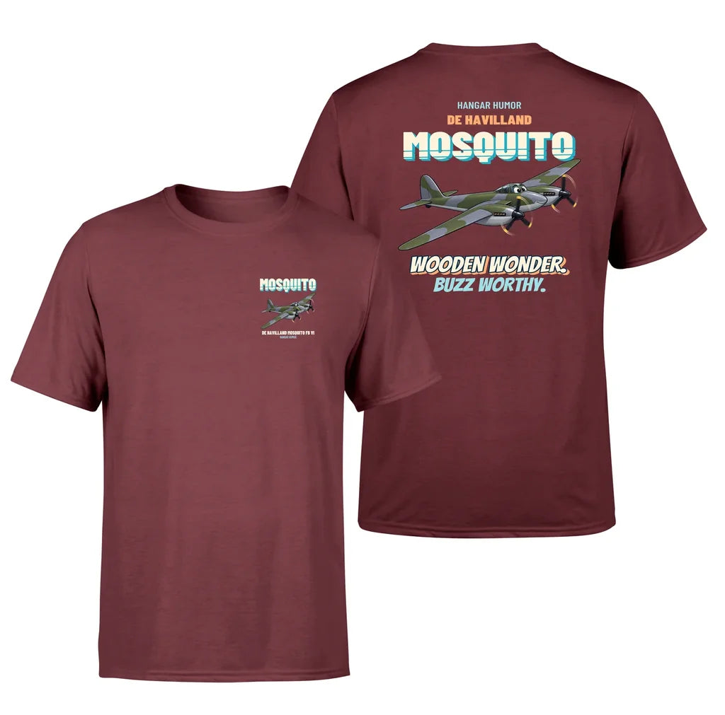De Havilland Mosquito FB VI - Wooden wonder. Buzz worthy. - Double-Side T-Shirt design on darkred double side t shirt