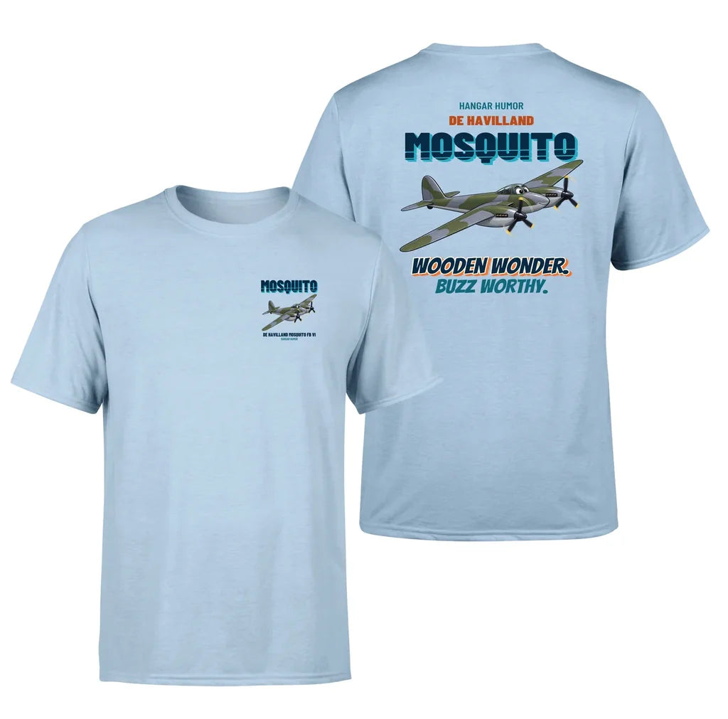 De Havilland Mosquito FB VI - Wooden wonder. Buzz worthy. - Double-Side T-Shirt design on lightblue double side t shirt