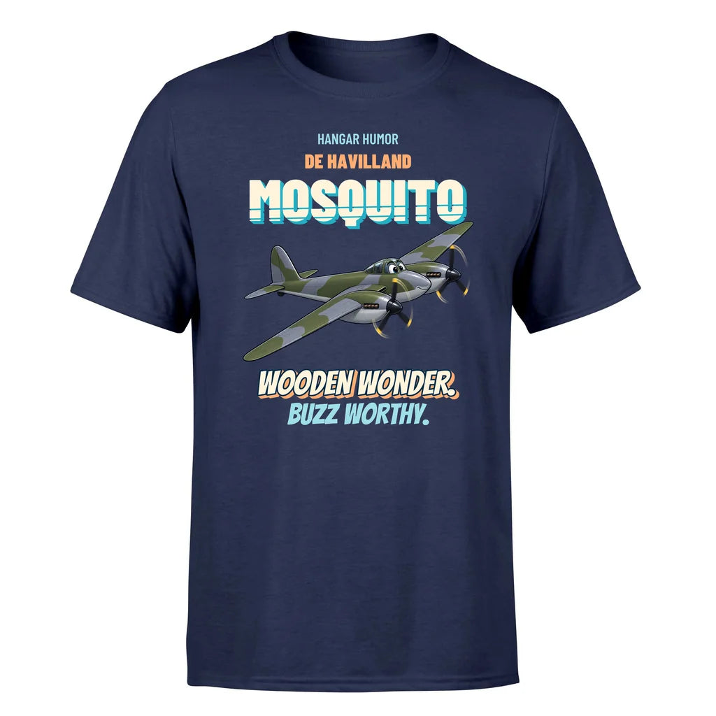 De Havilland Mosquito FB VI - Wooden wonder. Buzz worthy. - Premium T-Shirt design on navyblue premium t shirt