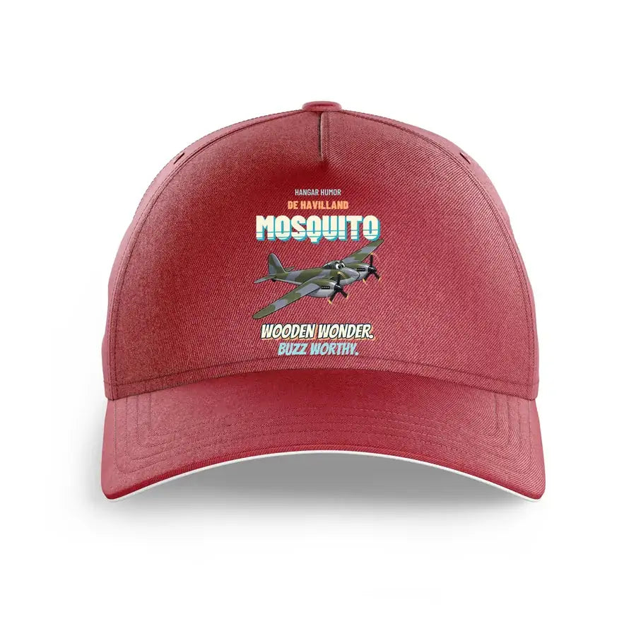 De Havilland Mosquito FB VI - Wooden wonder. Buzz worthy. design on dark red printed hat