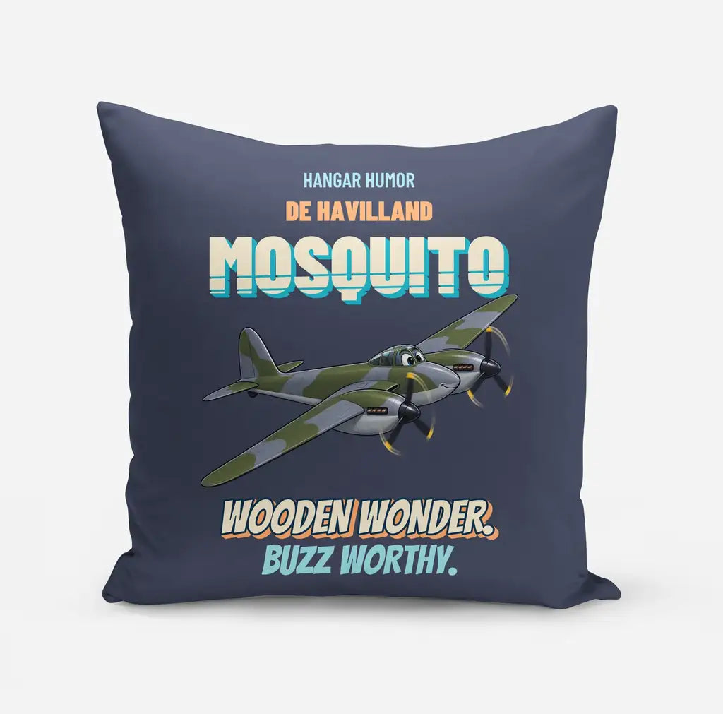 De Havilland Mosquito FB VI - Wooden wonder. Buzz worthy. design on navy blue pillow