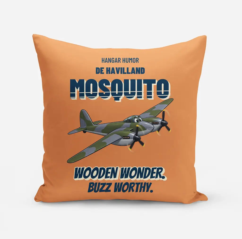 De Havilland Mosquito FB VI - Wooden wonder. Buzz worthy. design on orange pillow
