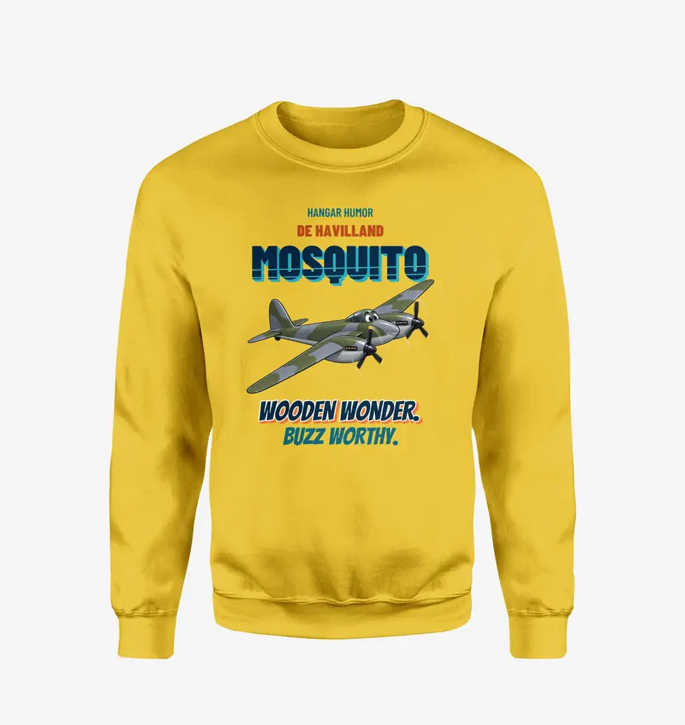 De Havilland Mosquito FB VI - Wooden wonder. Buzz worthy. design on yellow sweatshirt