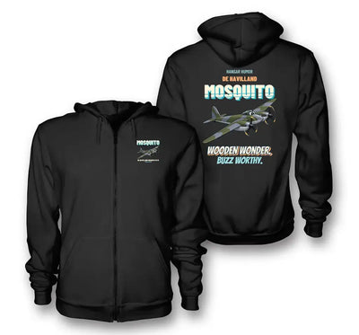 De Havilland Mosquito FB VI - Wooden wonder. Buzz worthy. design on black zipped hoodie