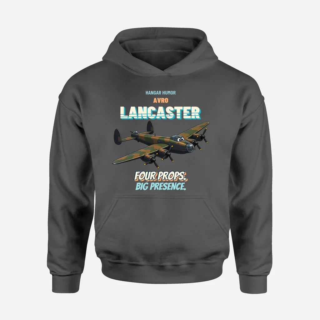 Avro Lancaster B I - Four props. Big presence. design on dark gray hoodie single side