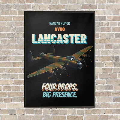 Avro Lancaster B I - Four props. Big presence. vertical canvas print - framed - black background