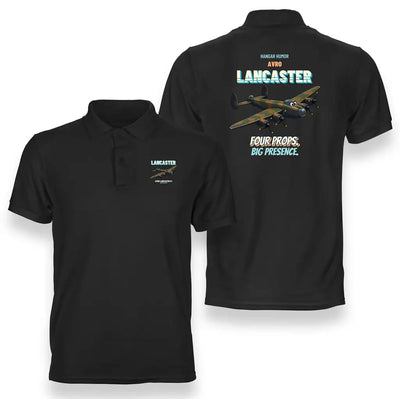 Avro Lancaster B I - Four props. Big presence. design on black polo t-shirt