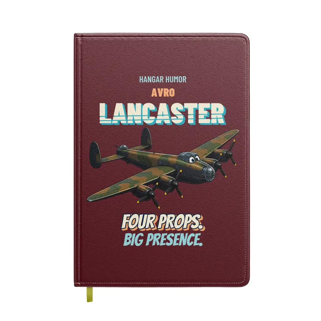 Avro Lancaster B I - Four props. Big presence. design on dark red notebook