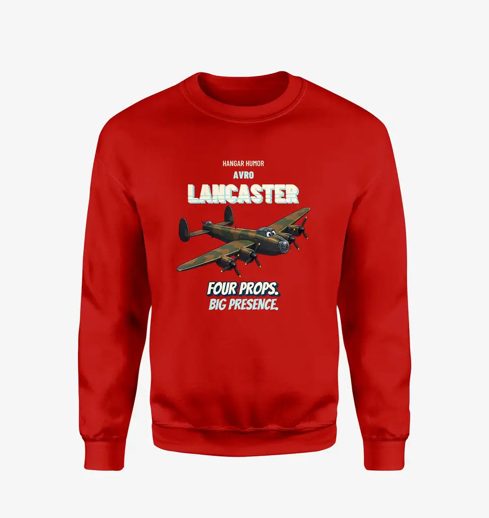 Avro Lancaster B I - Four props. Big presence. design on red sweatshirt