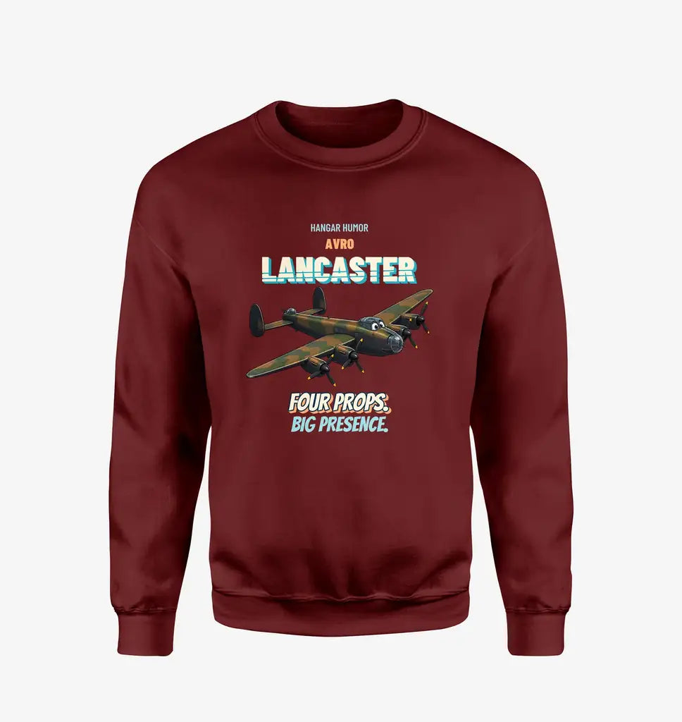 Avro Lancaster B I - Four props. Big presence. design on wine red sweatshirt