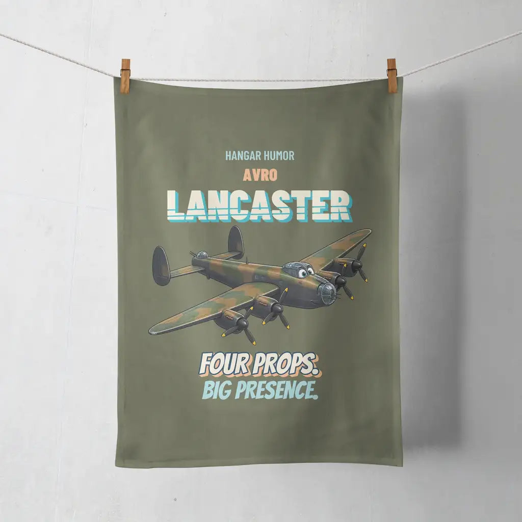 Avro Lancaster B I - Four props. Big presence. design on green army towel