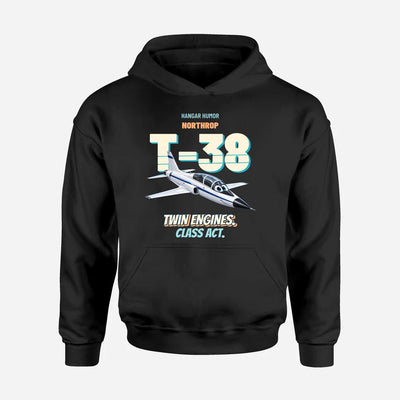 Northrop T-38C Talon - Twin engines. Class act. design on black hoodie single side