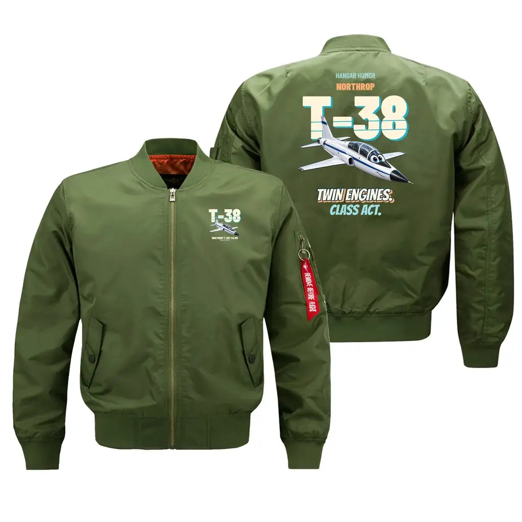 Northrop T-38C Talon - Twin engines. Class act. design on green bomber jacket