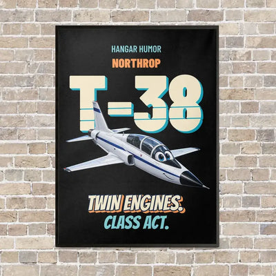 Northrop T-38C Talon - Twin engines. Class act. vertical canvas print - framed - black background