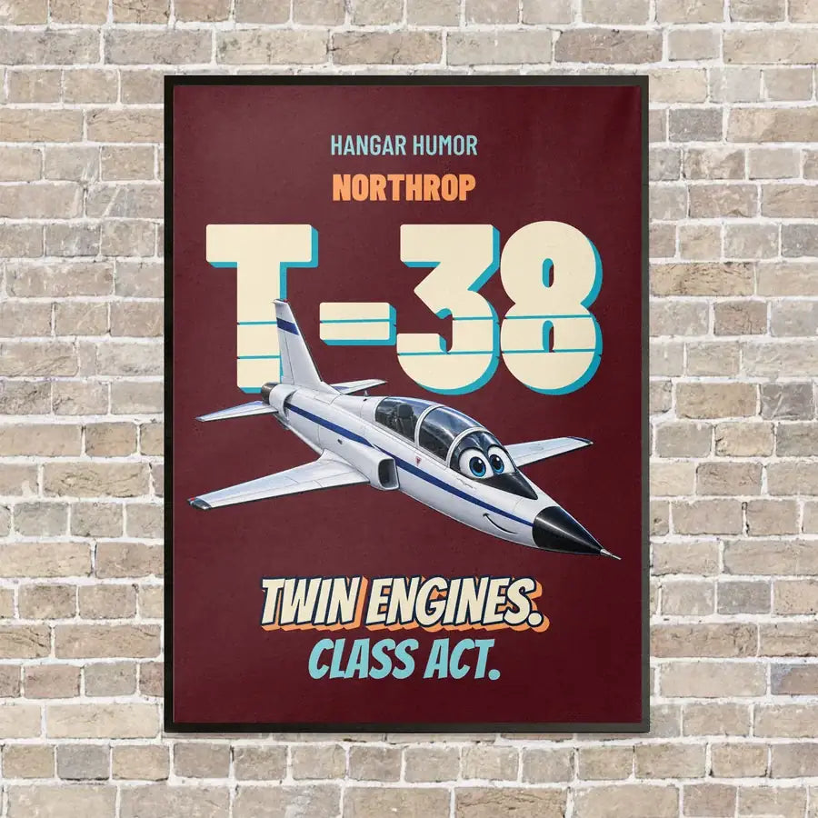 Northrop T-38C Talon - Twin engines. Class act. vertical canvas print - framed - dark red background