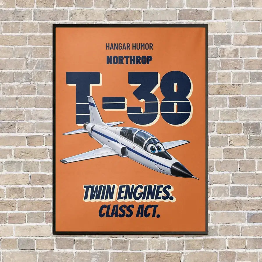 Northrop T-38C Talon - Twin engines. Class act. vertical canvas print - framed - orange background