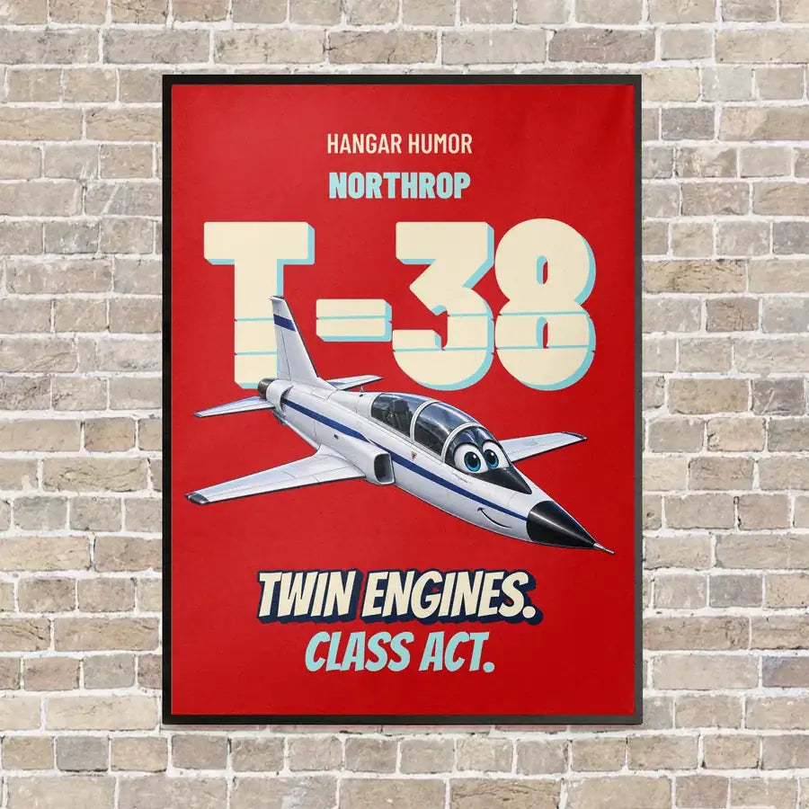 Northrop T-38C Talon - Twin engines. Class act. vertical canvas print - framed - red background