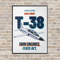 Thumbnail for Northrop T-38C Talon - Twin engines. Class act. vertical canvas print - framed - white background