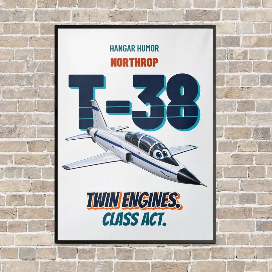 Northrop T-38C Talon - Twin engines. Class act. vertical canvas print - framed - white background