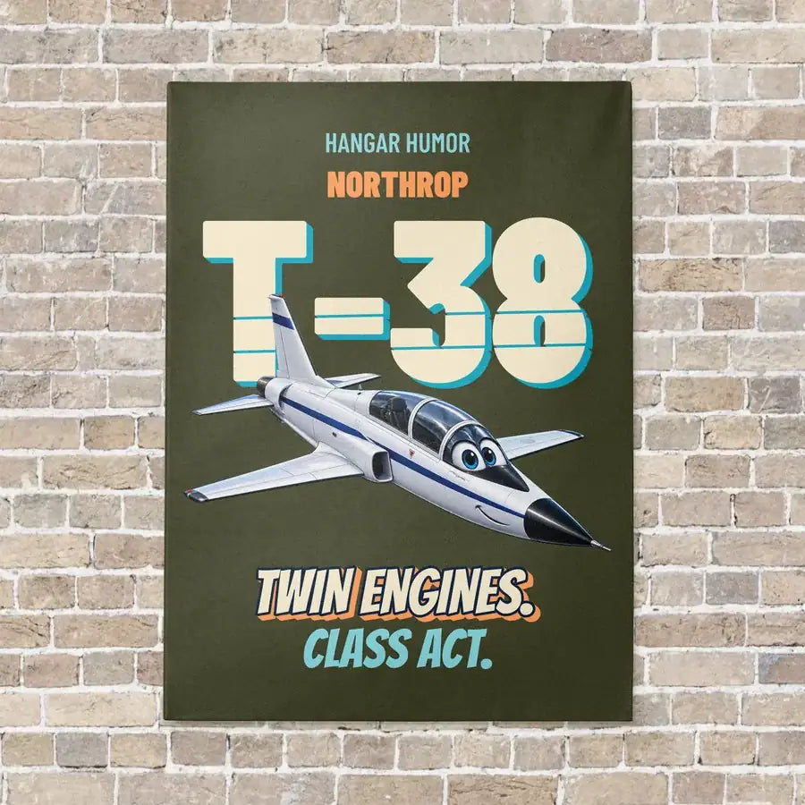 Northrop T-38C Talon - Twin engines. Class act. vertical canvas print - no frame - green army background