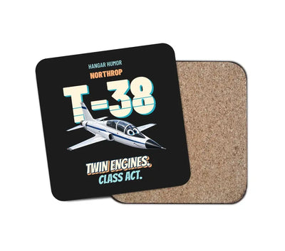 Northrop T-38C Talon - Twin engines. Class act. design on black 1 piece coaster