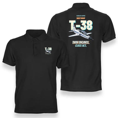 Northrop T-38C Talon - Twin engines. Class act. design on black polo t-shirt