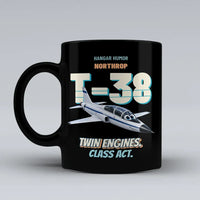 Thumbnail for Northrop T-38C Talon - Twin engines. Class act. design on black ceramic mug