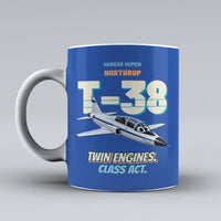 Thumbnail for Northrop T-38C Talon - Twin engines. Class act. design on blue ceramic mug