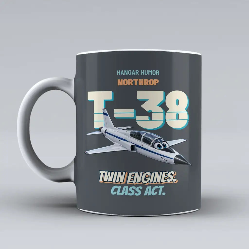 Northrop T-38C Talon - Twin engines. Class act. design on gray ceramic mug