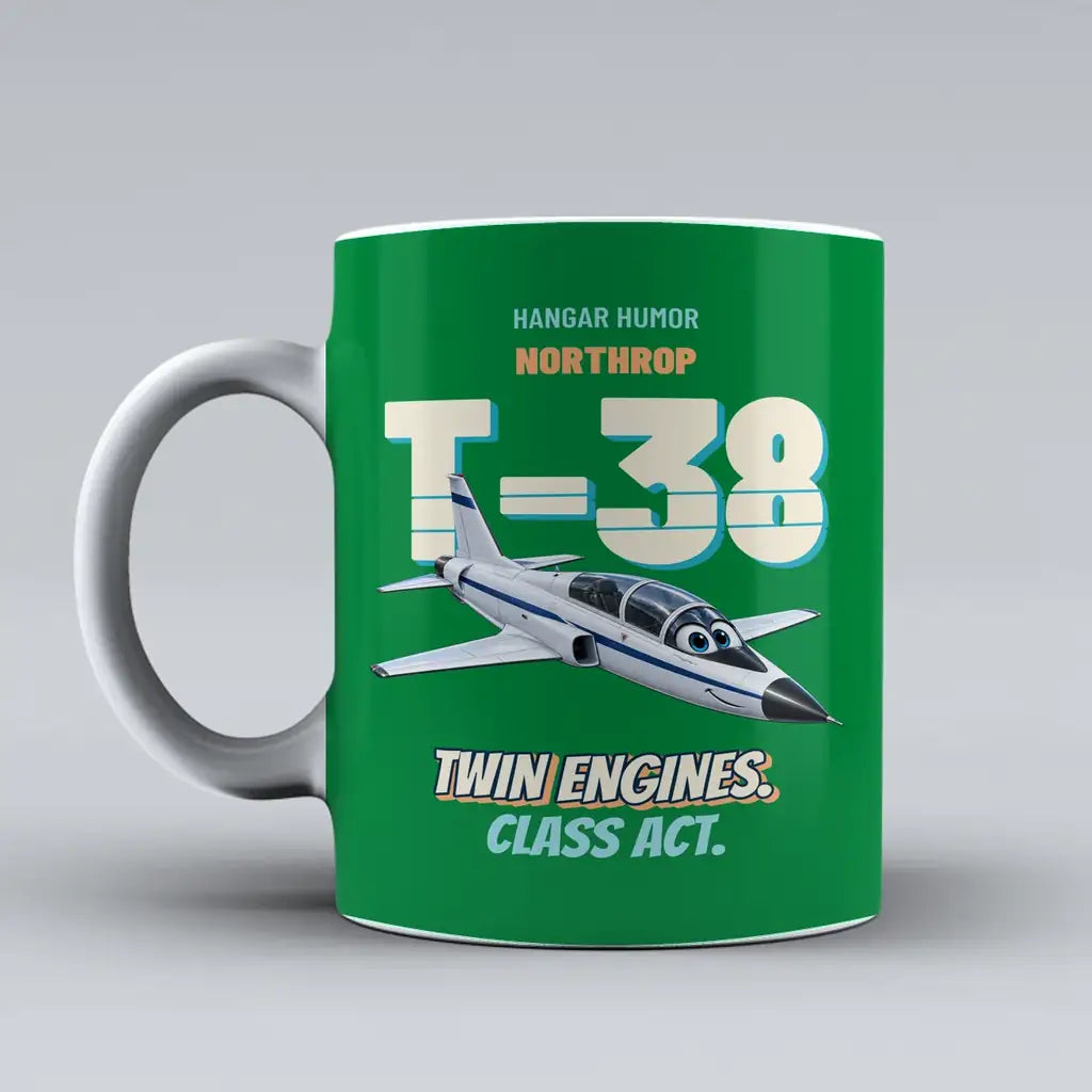 Northrop T-38C Talon - Twin engines. Class act. design on green ceramic mug