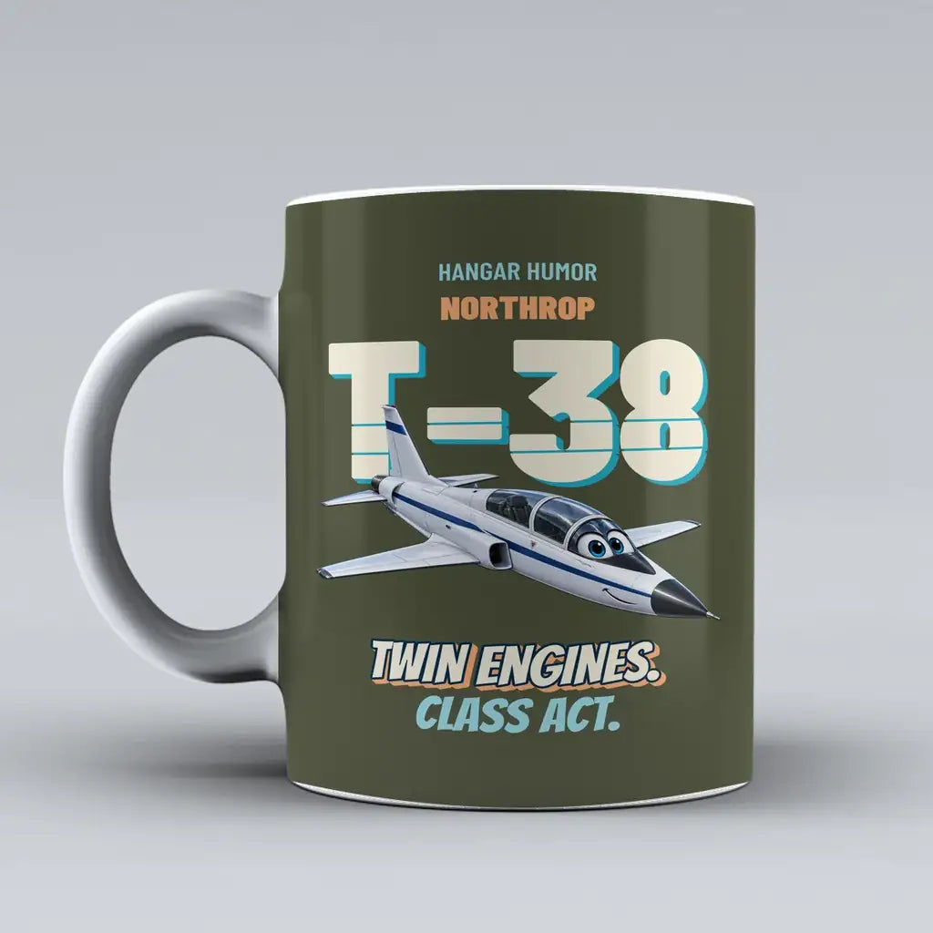 Northrop T-38C Talon - Twin engines. Class act. design on green army ceramic mug