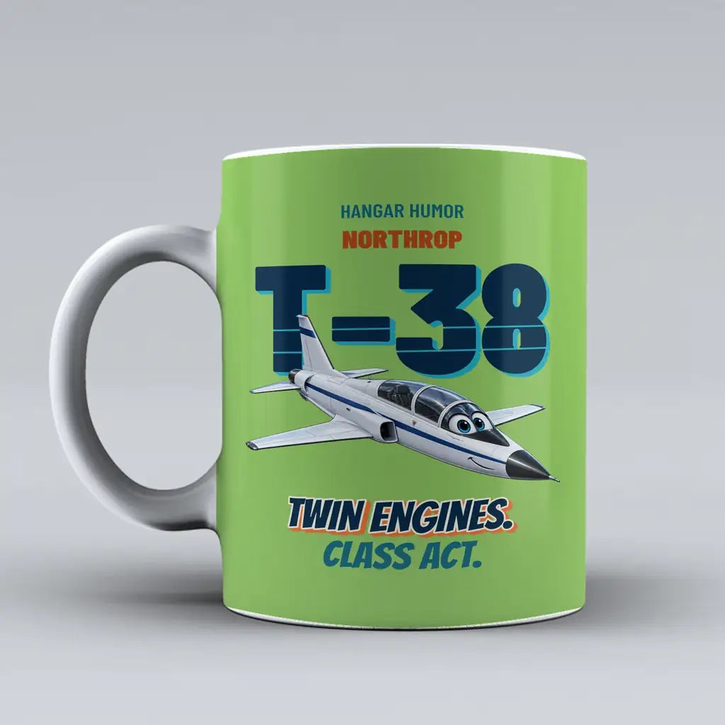 Northrop T-38C Talon - Twin engines. Class act. design on light green ceramic mug