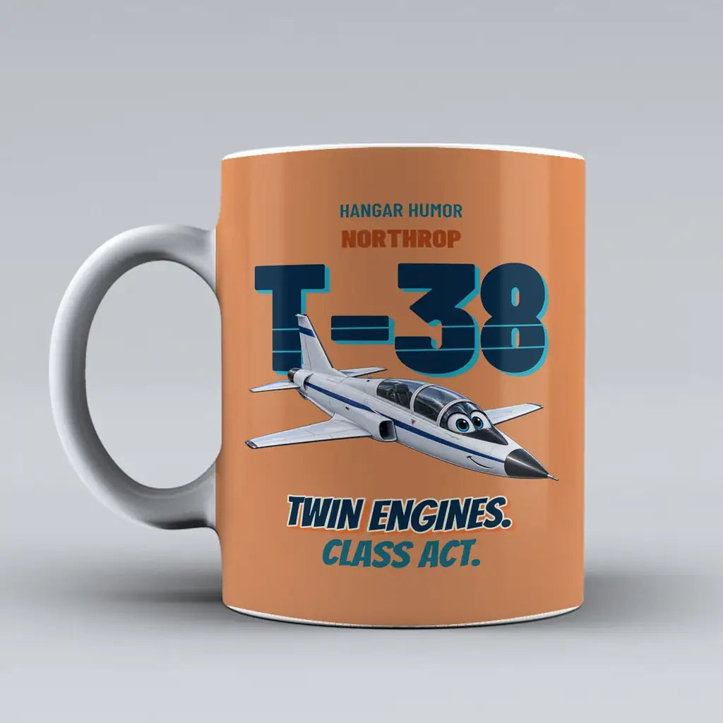 Northrop T-38C Talon - Twin engines. Class act. design on orange ceramic mug