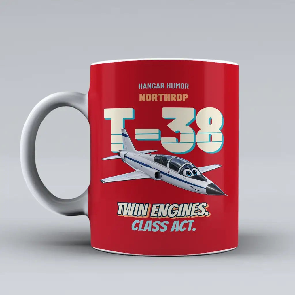 Northrop T-38C Talon - Twin engines. Class act. design on red ceramic mug