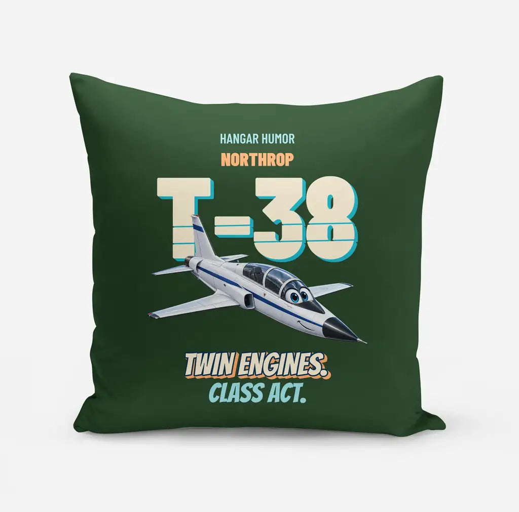 Northrop T-38C Talon - Twin engines. Class act. design on dark green pillow