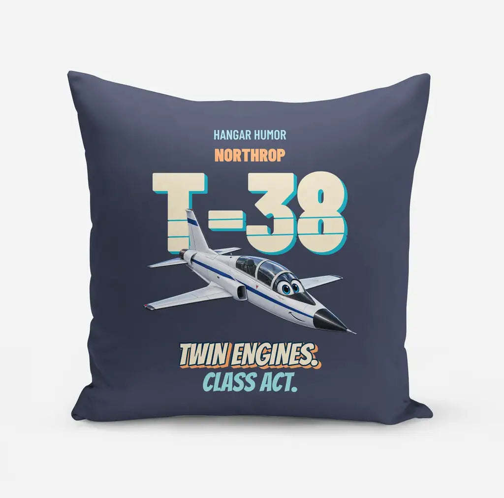 Northrop T-38C Talon - Twin engines. Class act. design on navy blue pillow