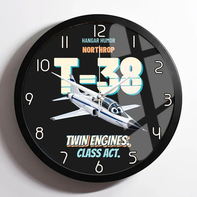 Northrop T-38C Talon - Twin engines. Class act. design on black framed wall clock