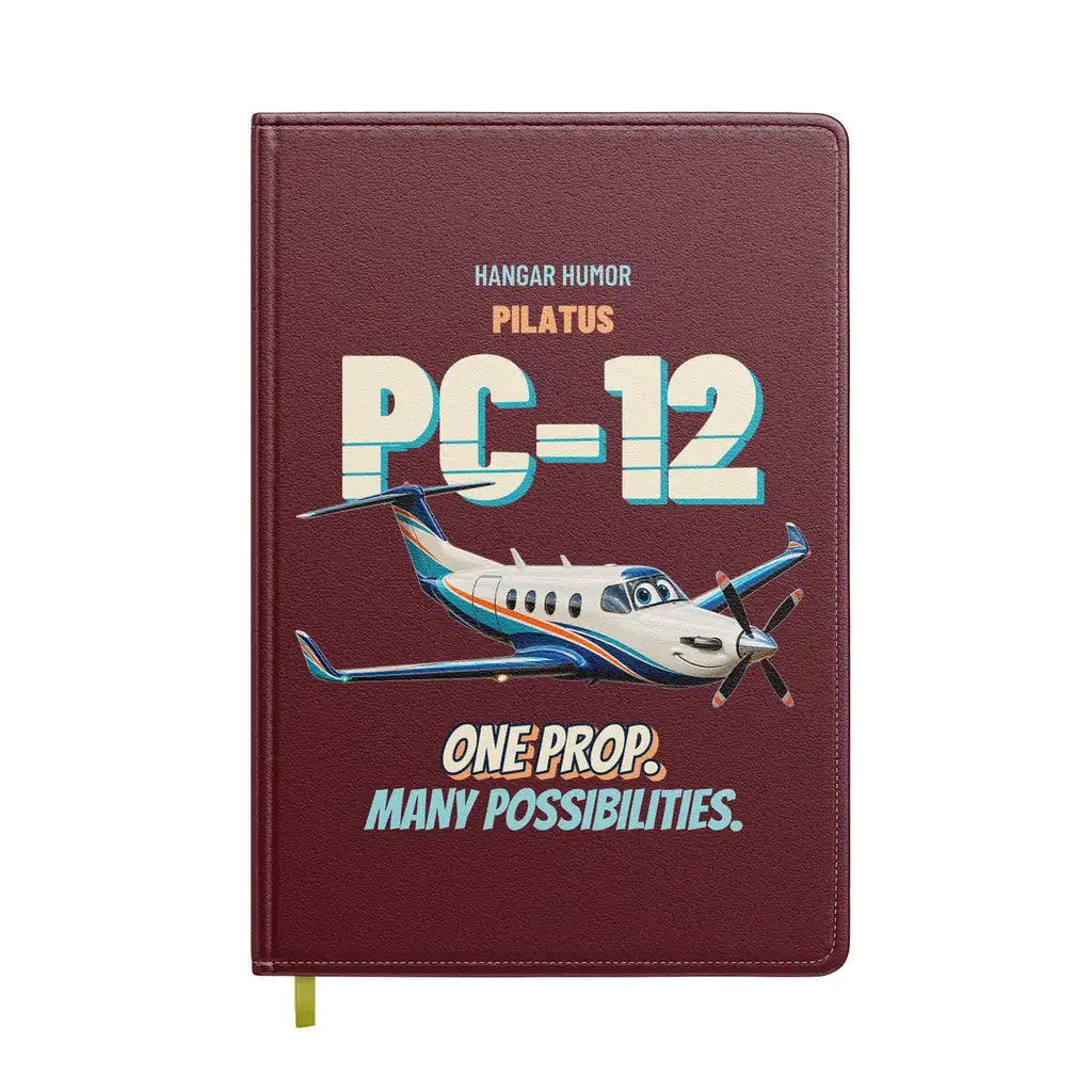 Pilatus PC-12 - One prop. Many possibilities. design on dark red notebook