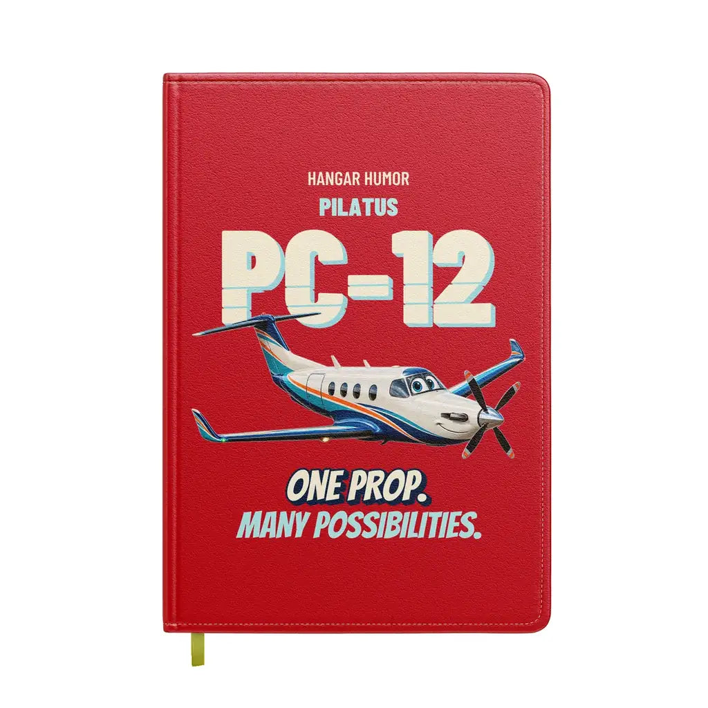 Pilatus PC-12 - One prop. Many possibilities. design on red notebook