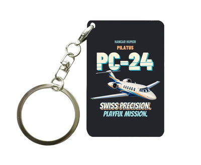 Pilatus PC-24 - Swiss precision. Playful mission. design on black key chain