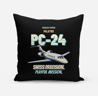 Pilatus PC-24 - Swiss precision. Playful mission. design on black pillow