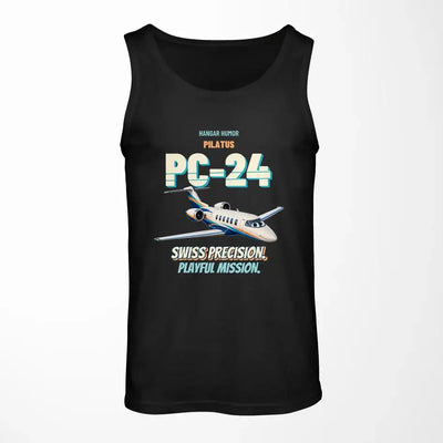 Pilatus PC-24 - Swiss precision. Playful mission. design on black tank top