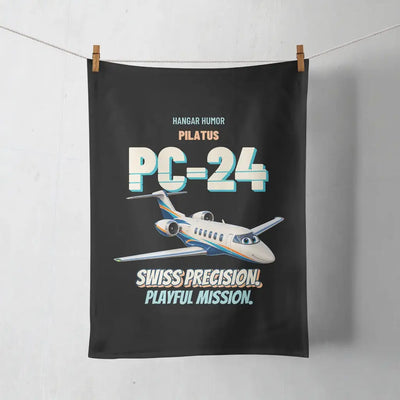 Pilatus PC-24 - Swiss precision. Playful mission. design on black towel