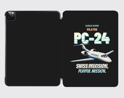 Pilatus PC-24 - Swiss precision. Playful mission. design on black ipad tablet case