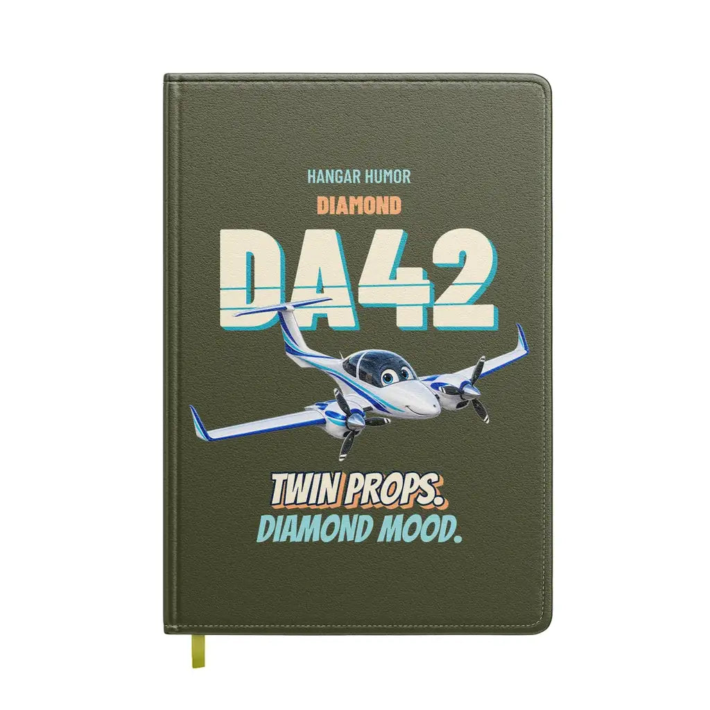 Diamond DA42 - Twin props. Diamond mood. design on green army notebook