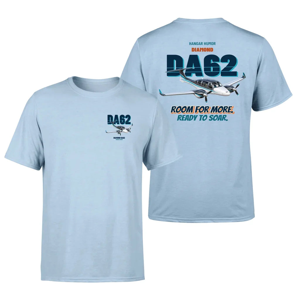 Diamond DA62 - Room for more. Ready to soar. - Double-Side T-Shirt design on lightblue double side t shirt